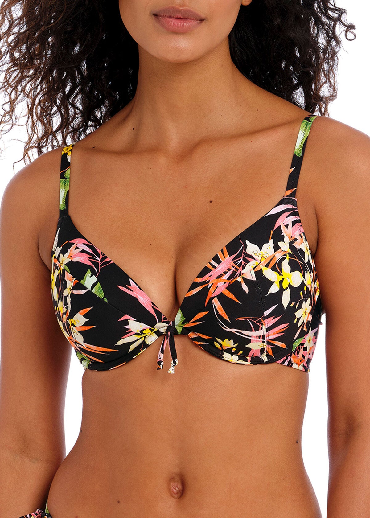 AS204127 Multi - Savanna Sunset UW Plunge Bikini Top