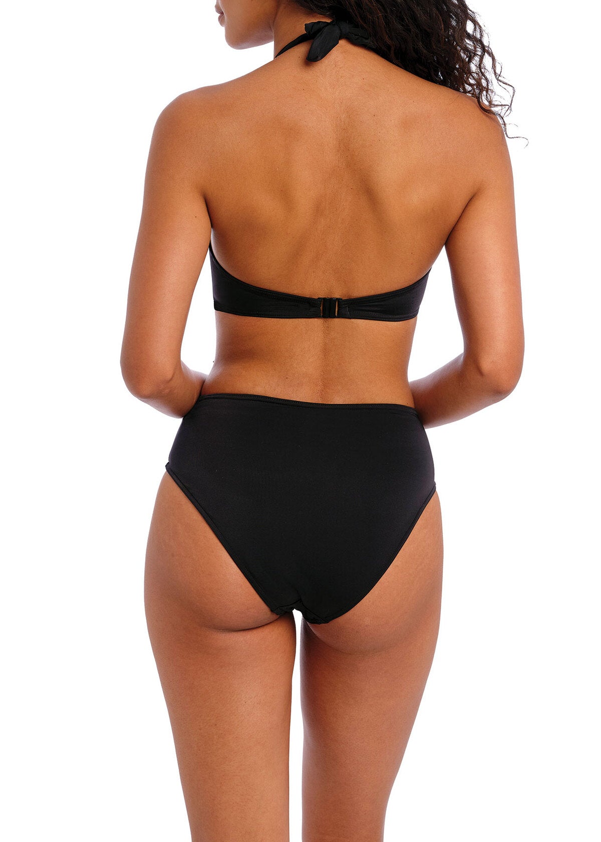 AS7236 Plain Black - Jewel Cove High Waist/Leg Bikini Brief
