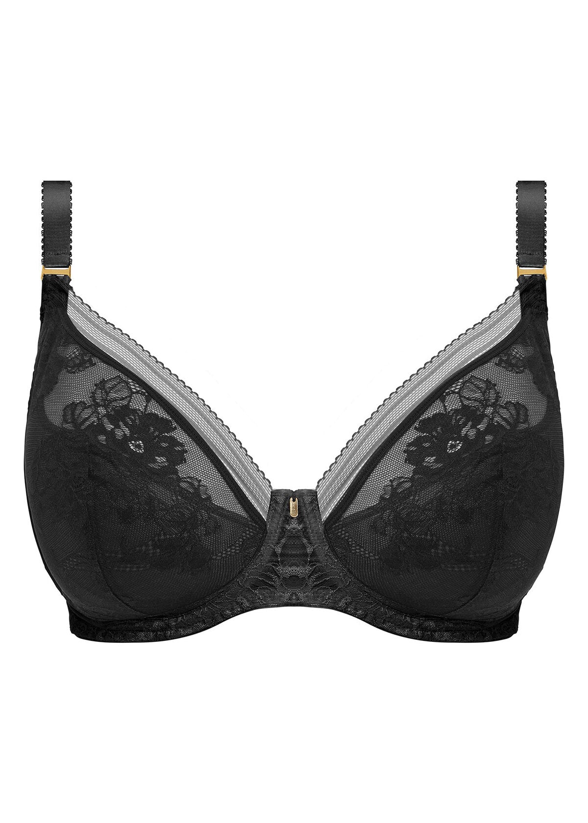 FL102314 Black - Fusion Lace UW Padded Plunge Bra