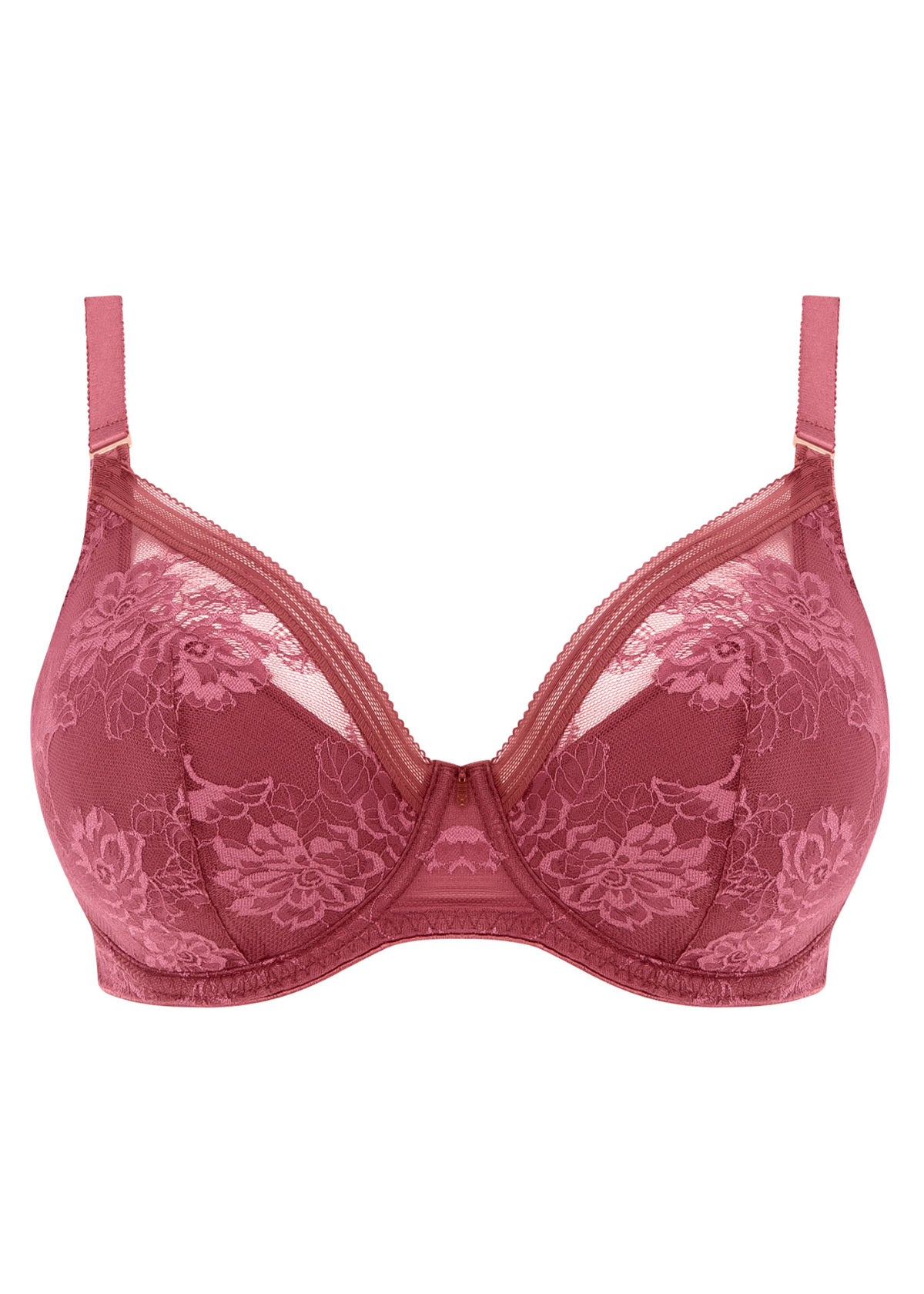 FL102314 Rosewood - Fusion Lace UW Padded Plunge Bra