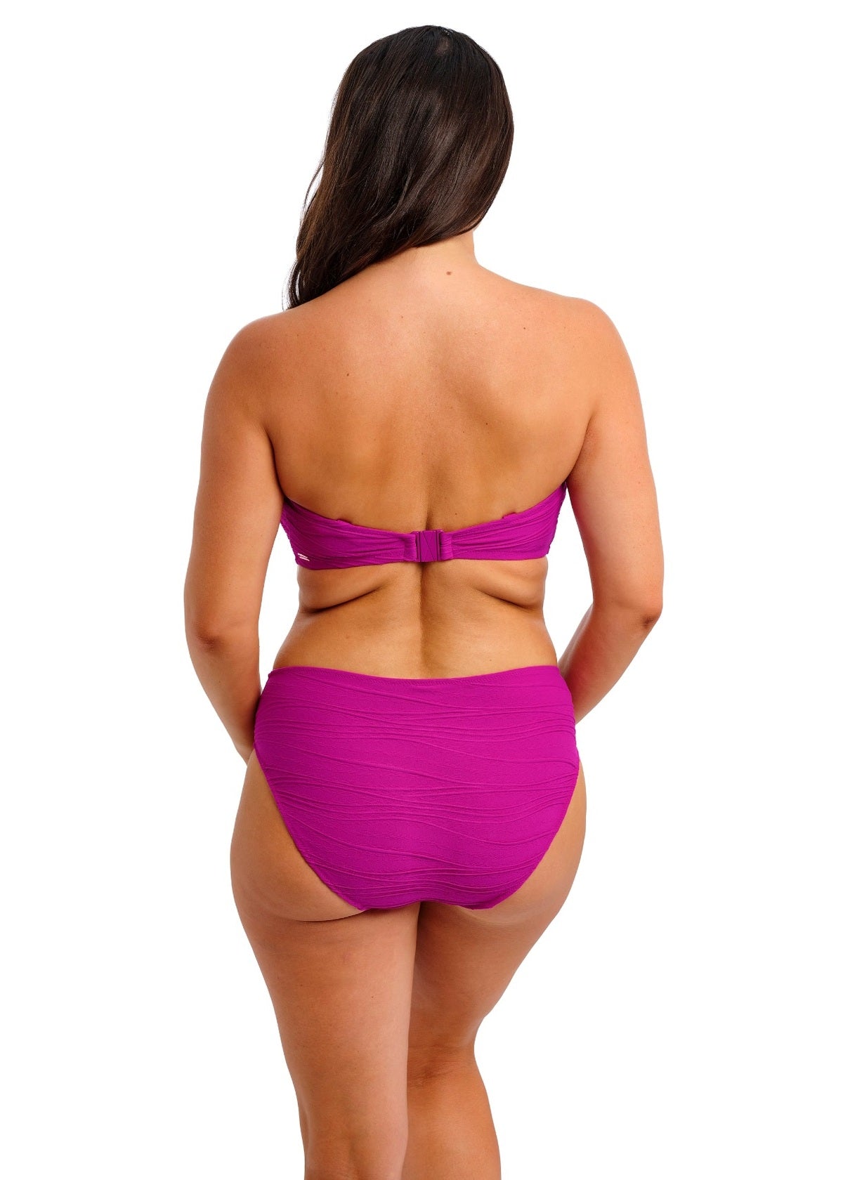 FS502272 Bright Fuchsia - Beach Waves Mid Rise Bikini Brief
