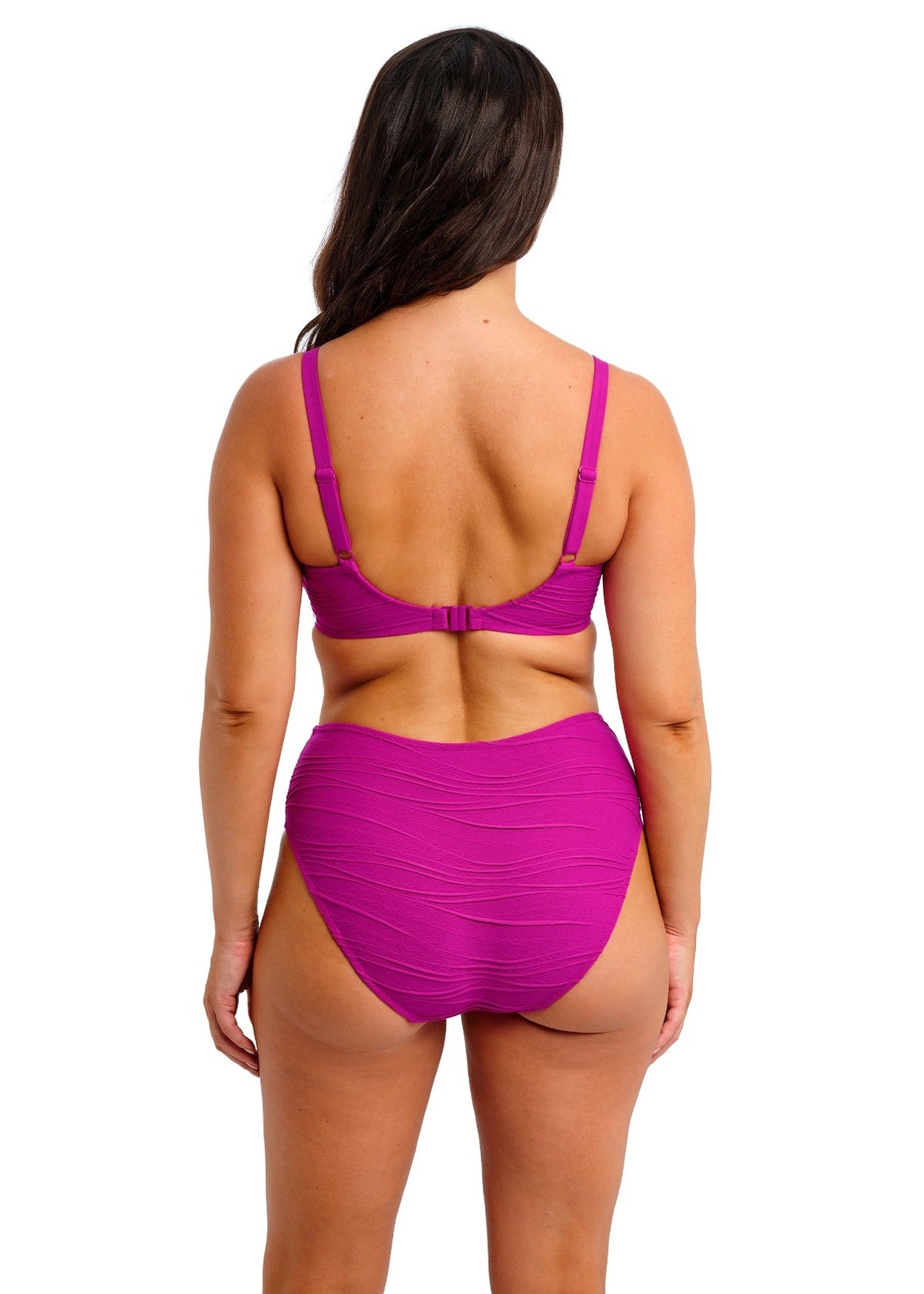 FS502278 Bright Fuchsia - Beach Waves High Waist Bikini Brief