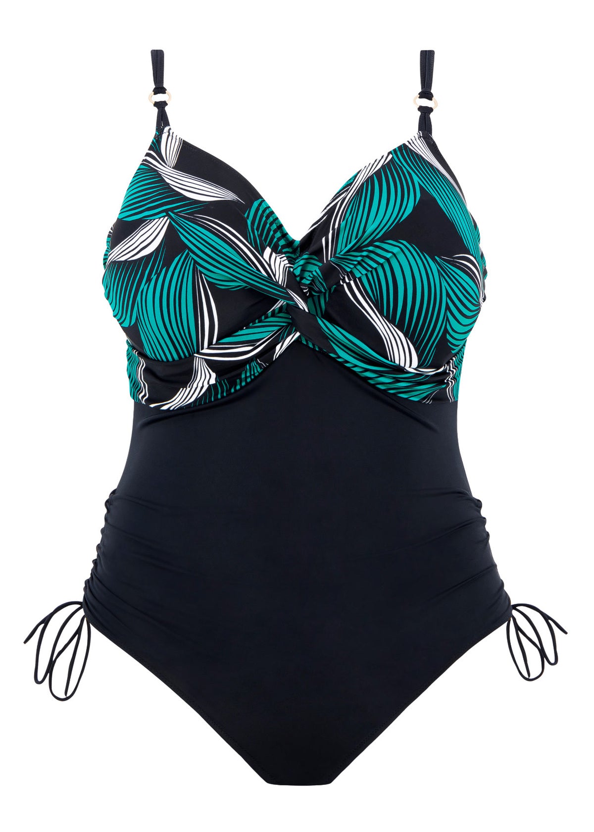 FS504431 Black - Saint Lucia UW Twist Front Swimsuit with adjustable leg