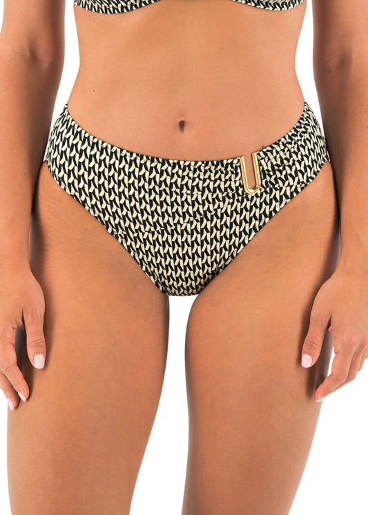 FS504672 Black & Cream - Koh Lipe Mid Rise Bikini Brief