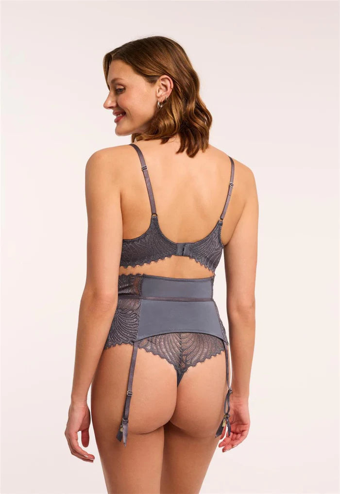 9715 Magnet/Silver - Lights Out Garter Waist Cincher