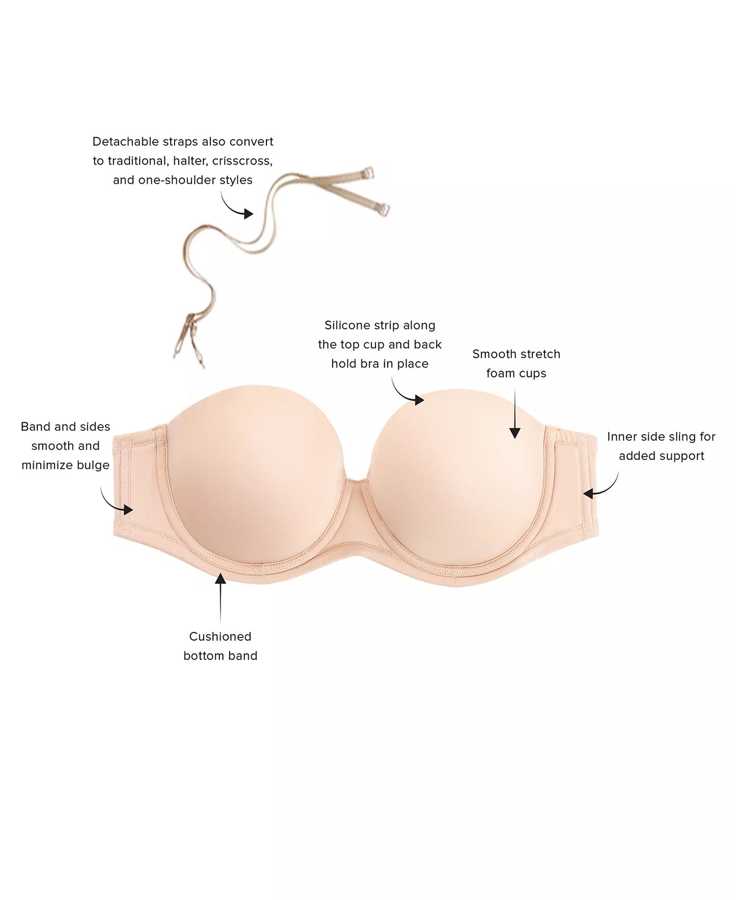 854119 Sand - Red Carpet Strapless Underwire Bra