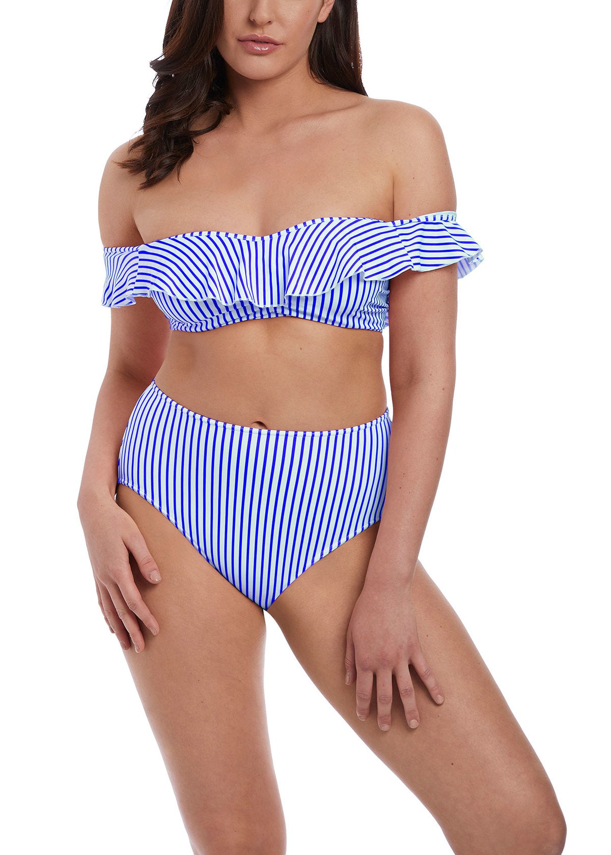 AS6555 Cobalt - Totally Stripe High Waist Bikini Brief