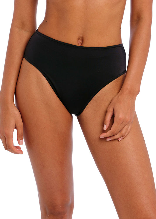 AS7236 Plain Black - Jewel Cove High Waist/Leg Bikini Brief