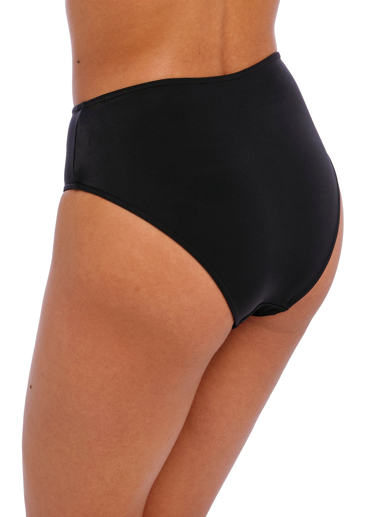 AS7236 Plain Black - Jewel Cove High Waist/Leg Bikini Brief