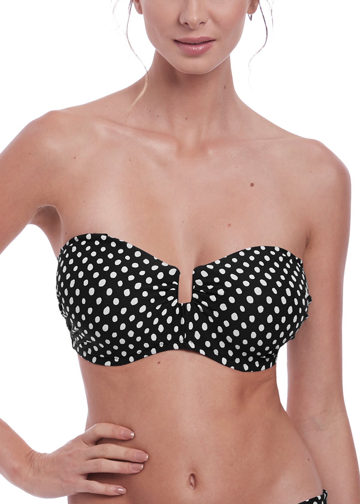 FS6723 Black/White - Santa Monica Bandeau Bikini Top