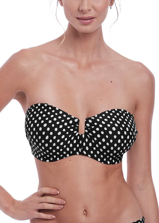 FS6723 Black/White - Santa Monica Bandeau Bikini Top