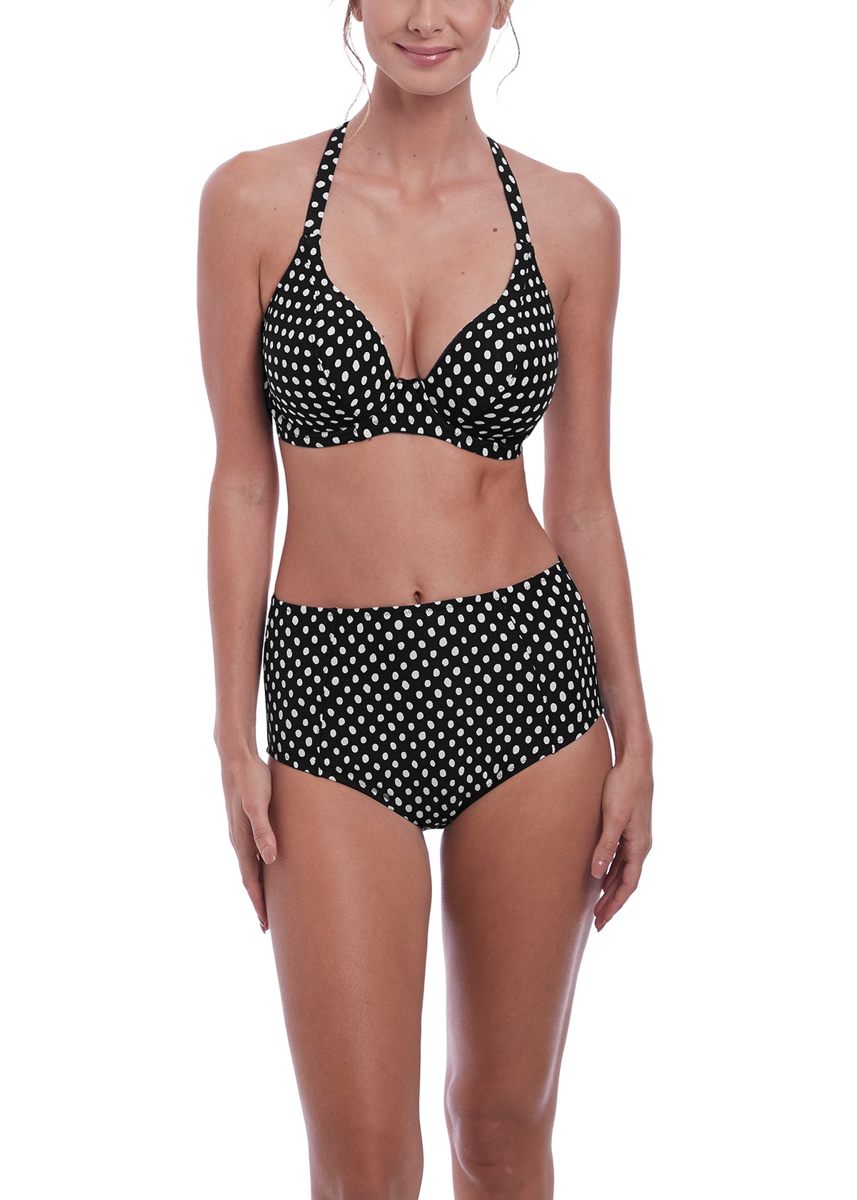 FS6727 Black/White - Santa Monica High Waist Swim Brief