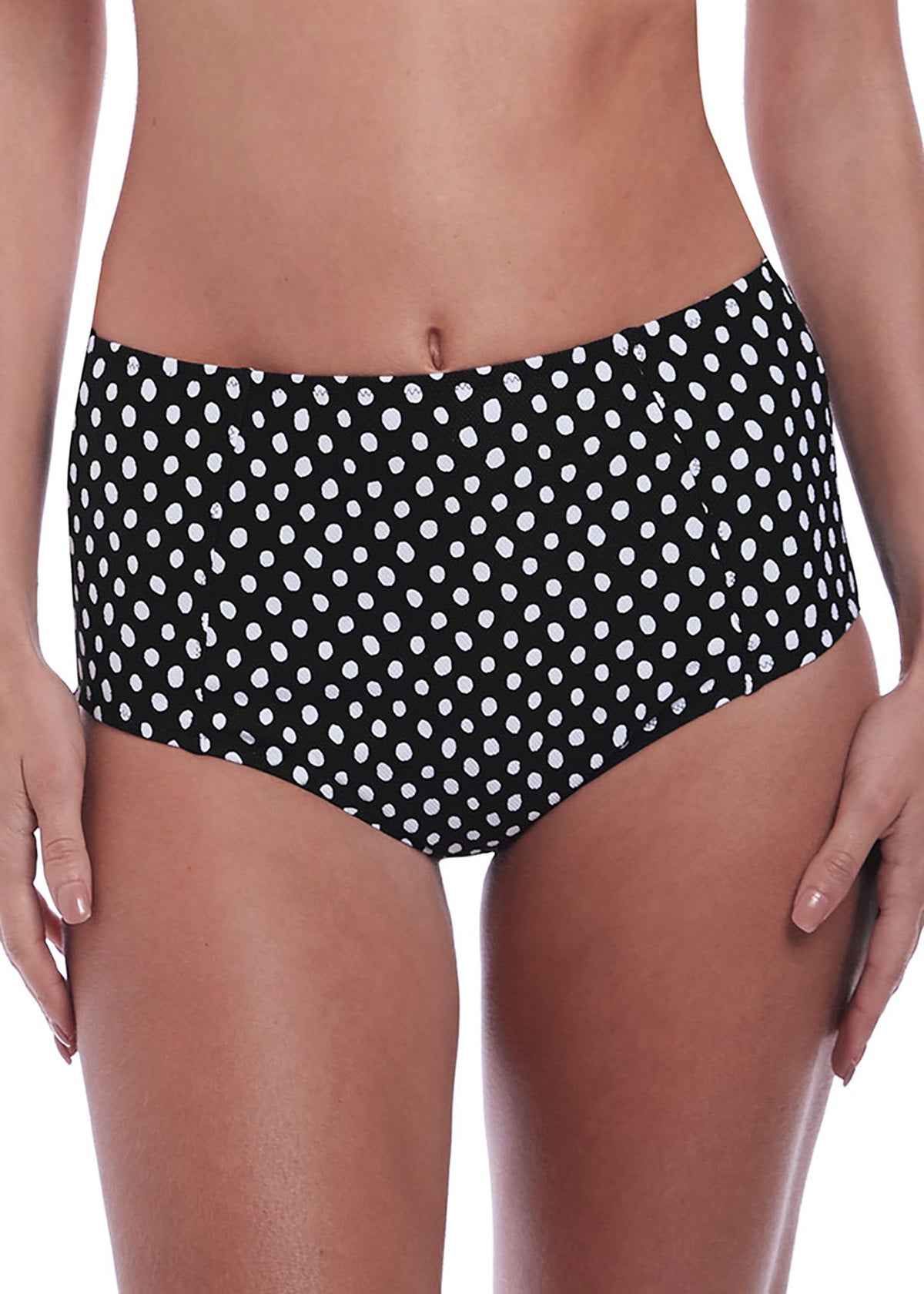 FS6727 Black/White - Santa Monica High Waist Swim Brief