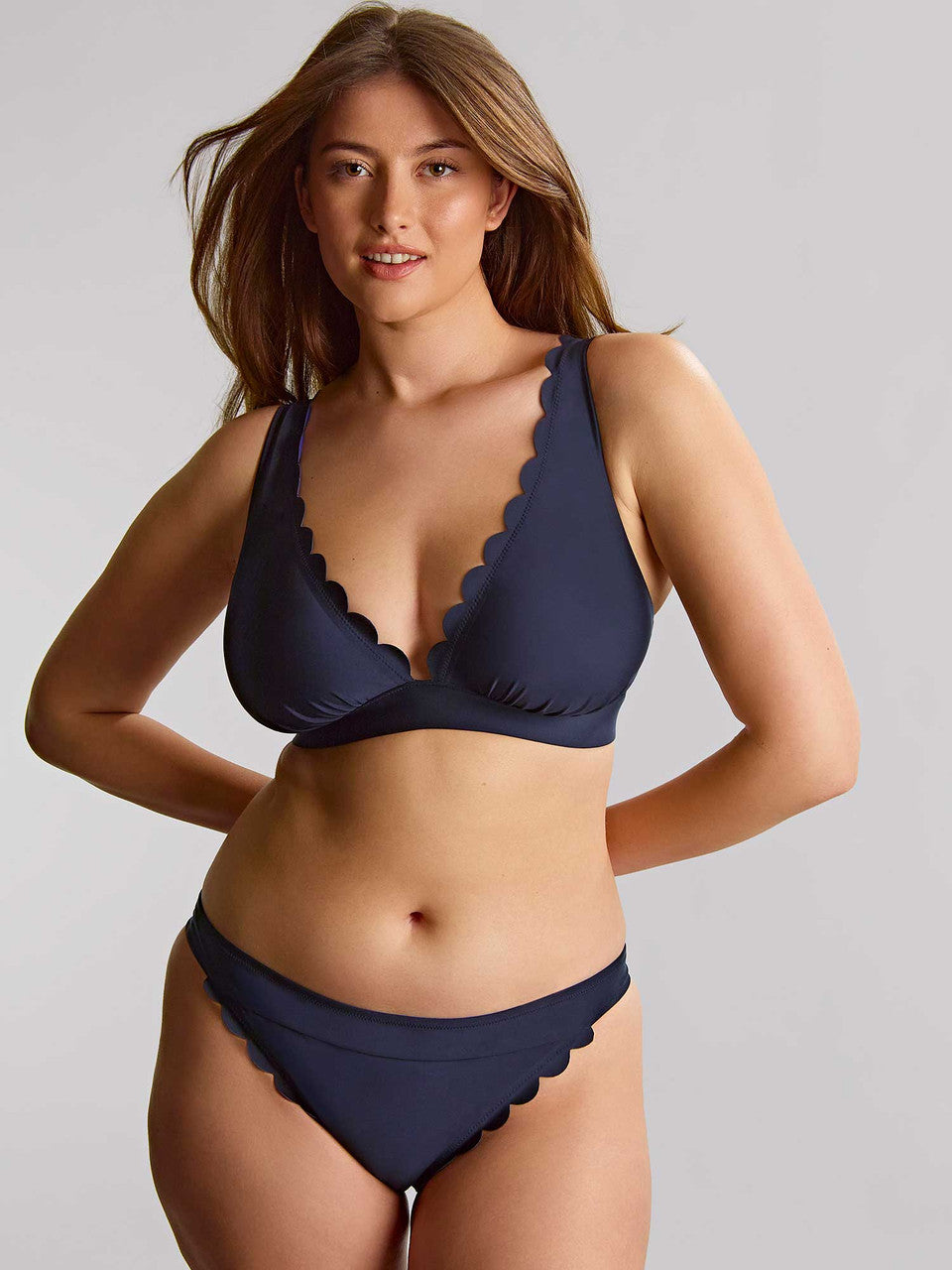 SW1764C Ink Blue - Kara Signature Scallop Non Wire Bikini