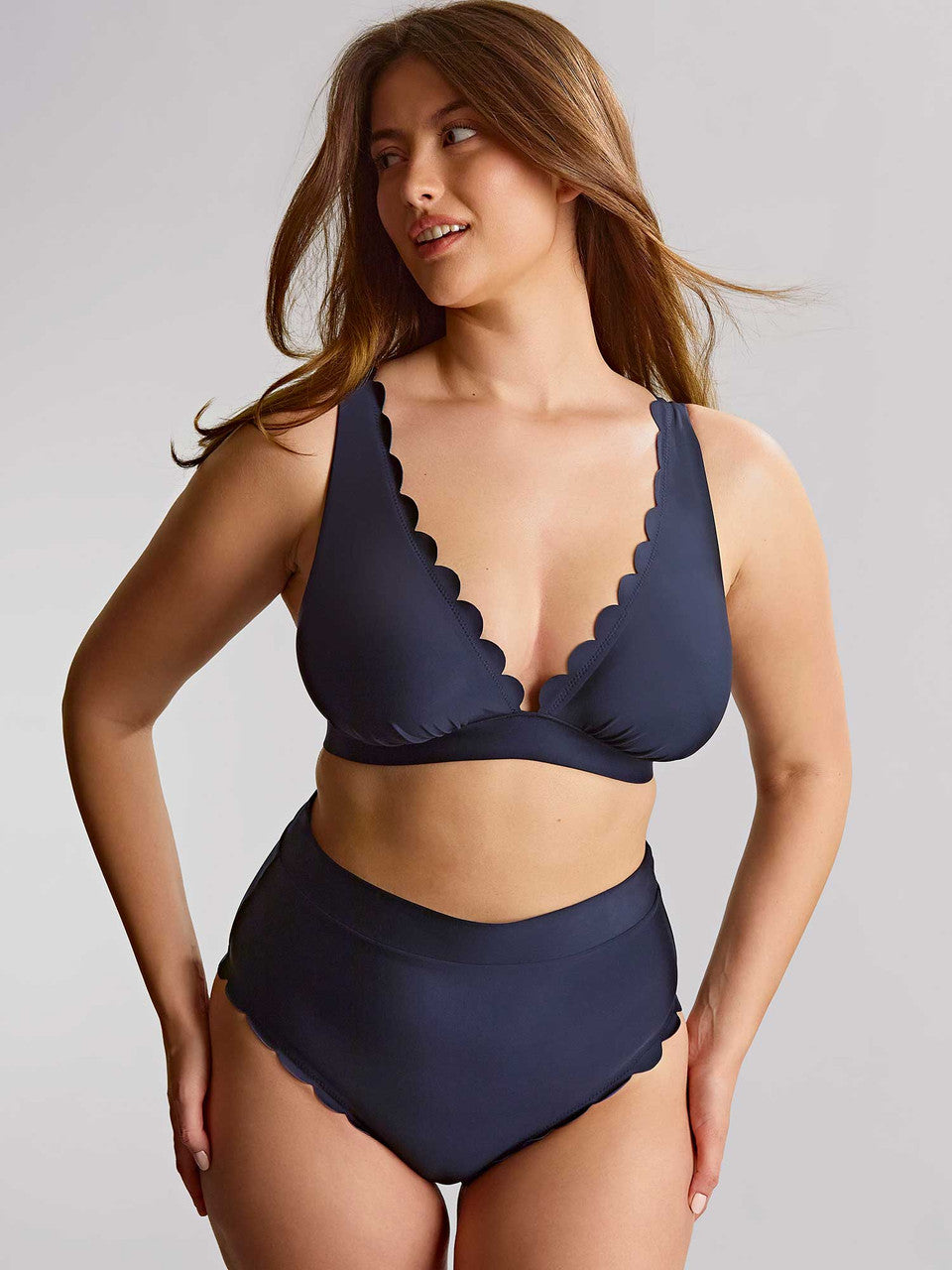 SW1764C Ink Blue - Kara Signature Scallop Non Wire Bikini